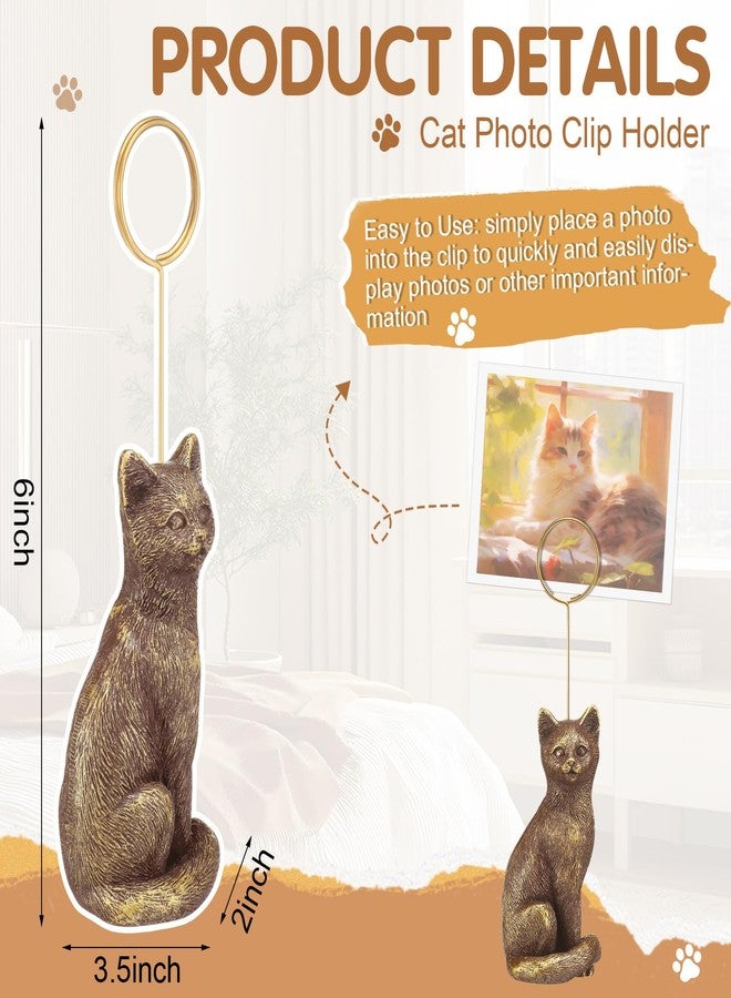 BrightRow Resin Animal Photo Clip Holder Pet Shape Picture Frame Pet Photo Display with Distressed Finish Place Memo Card Stand Cute Pets Picture Clip Holder for Home Office Desk Decoration(1,Cat) - Image 2